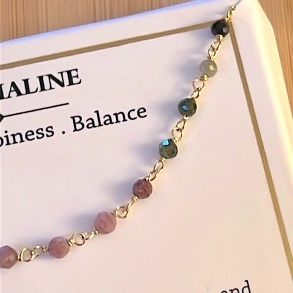 Brand New 14K Gold Plated Sterling Silver Genuine Gemstone Tourmaline Necklace - Picture 6 of 11